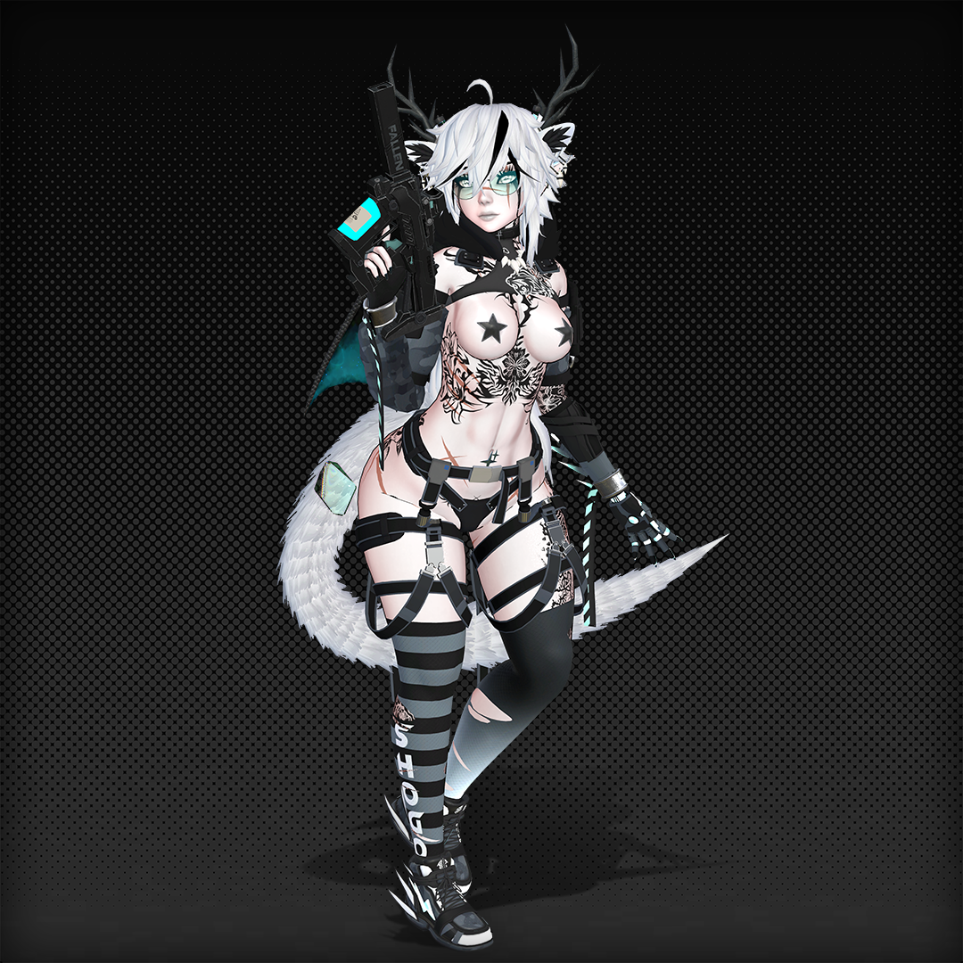 GodRevenger Pale skin version, pasties and cool gun VRCHAT AVATAR