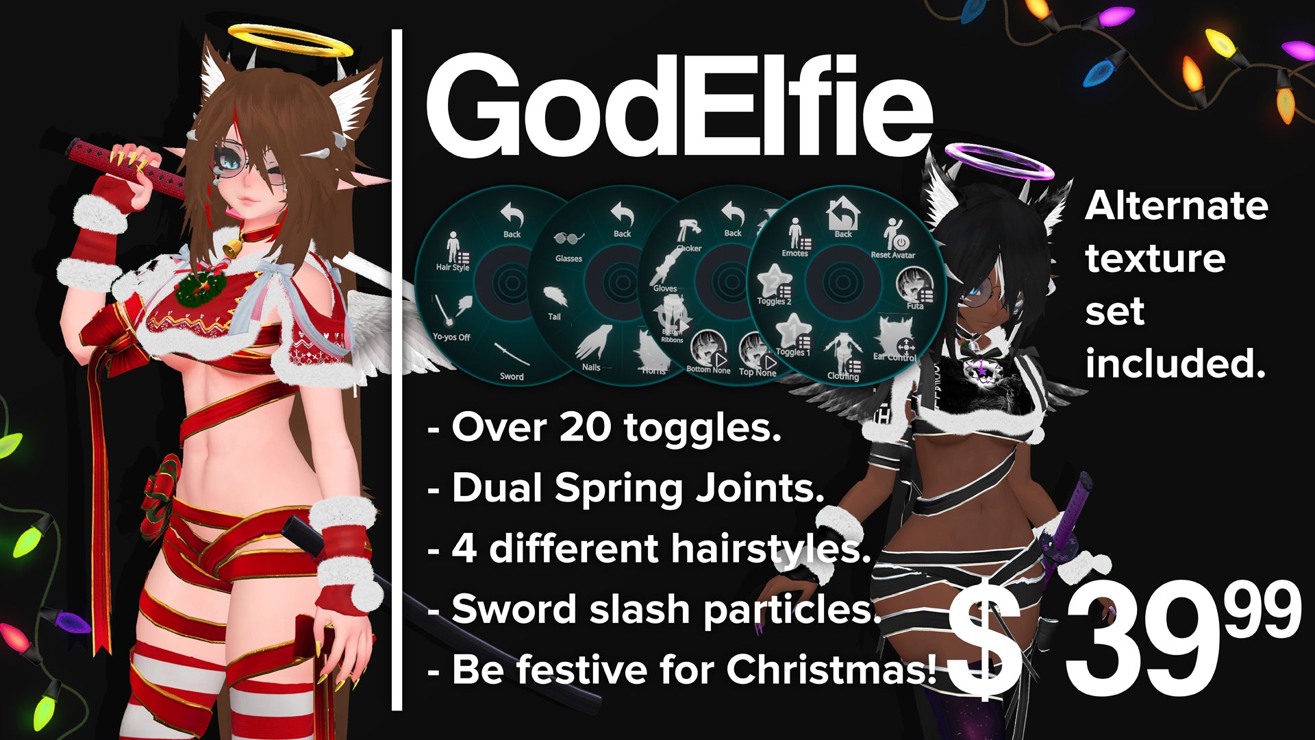 Godelfie God Elfie holidays godfall vrchat vr avatar vrc egirl custom premium erp christmas
